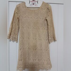 Boho bohemian Elegant Lace mini Dress in Cream size small